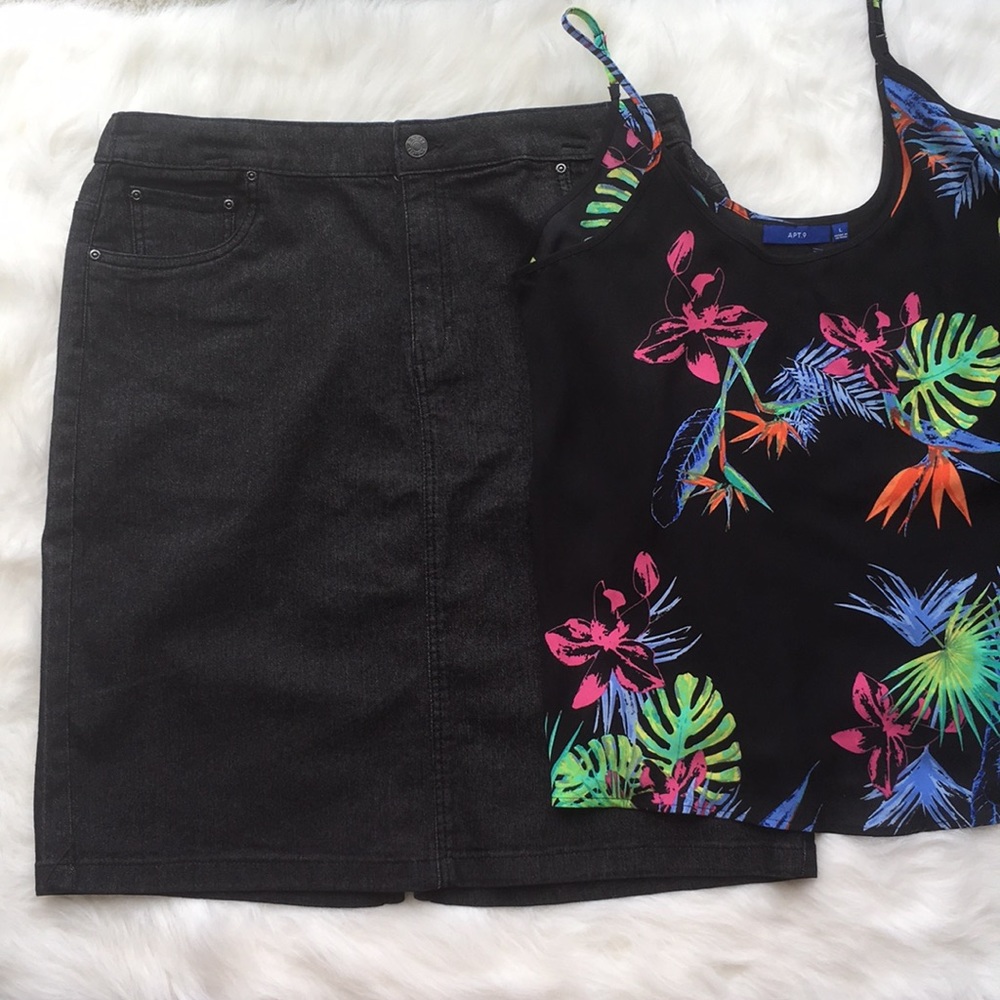 Black Denim Skirt